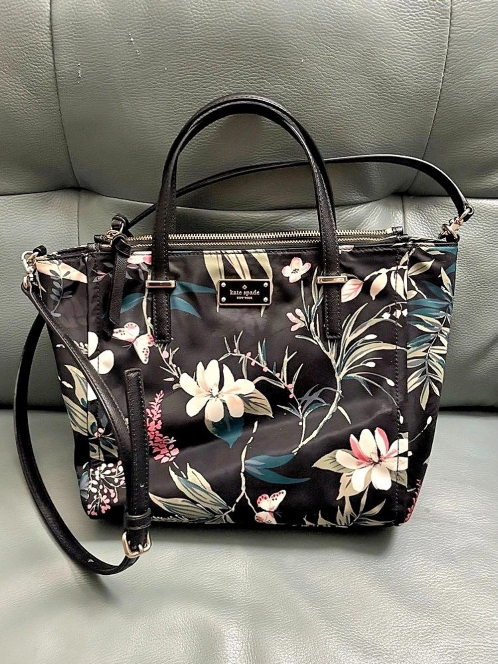 Kate Spade Wilson Road Botanical Alyse Floral Tote Black & Pink